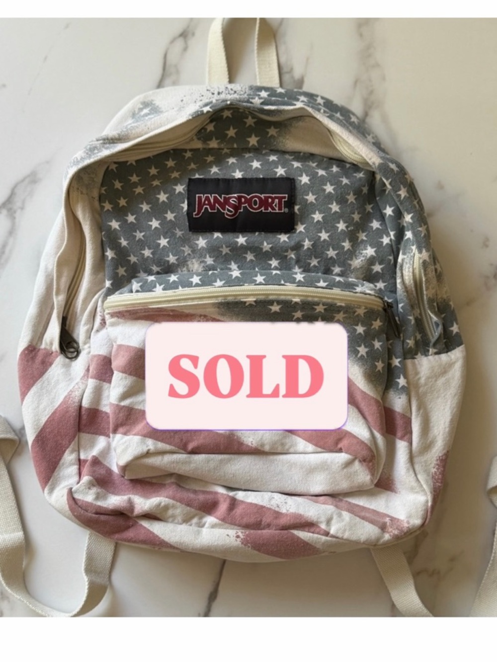 ***SOLD***Jansport Star Print Backpack in Faded Blue and White